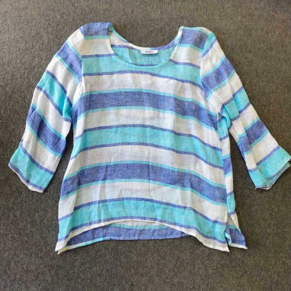 New Idillio Positano 100% Italian Linen Top M Stripe Coastal Nautical Resortwear